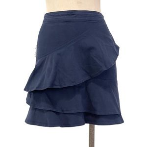 Aritzia- Sunday Best Whitney Navy Woven Tiered Mini Skirt Size 4.